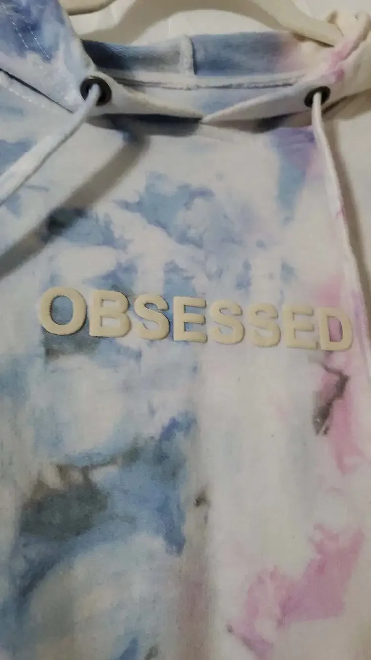 PacSun Obsessed Blue Pink Tie Dye Pullover Hoodie Size M - Picture 2 of 4